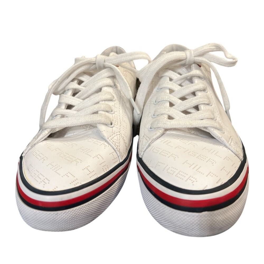 Tommy Hilfiger Falcor Sneakers Trainers Laser Dot Logo Size 8.5 White Red Blue - Picture 3 of 8